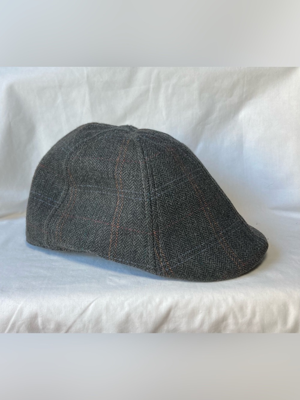 Boston Scally Co The Bourbon Smoke & Peat Dark Grey Plaid Wool Blend Mens S Cap